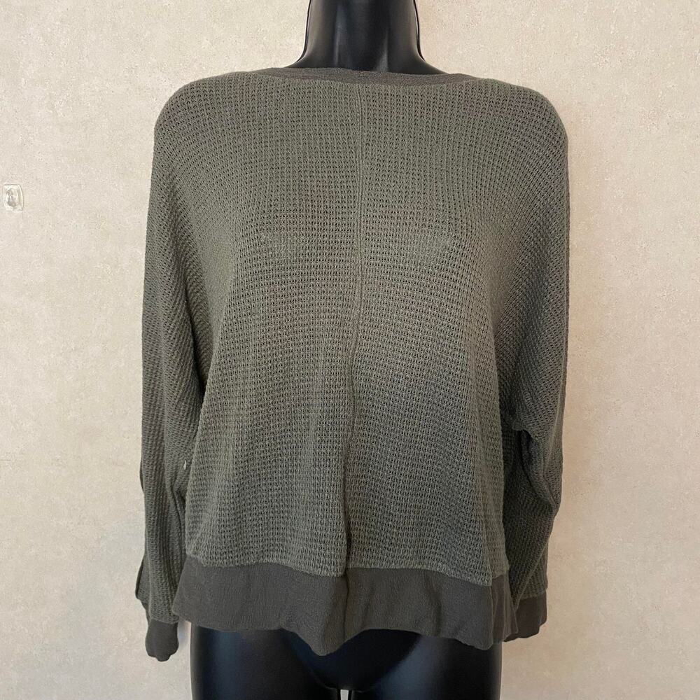 Chenault Womens Green Cap Sleeve Crew Neck Knitted Blouse Top - S - Olive Green‎